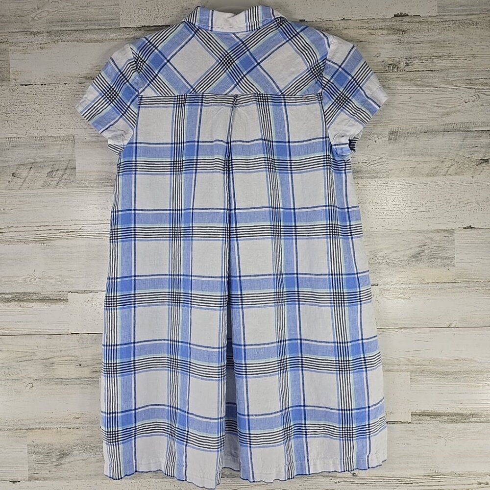 J. Jill Love Linen Plaid Full Button Up Shift‎ Dress WOMEN'S SIZE MEDIUM PETITE. - Picture 2 of 16